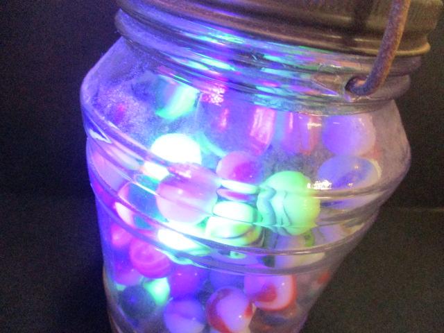 Vintage Knox Glass Jar Filled with Marbles