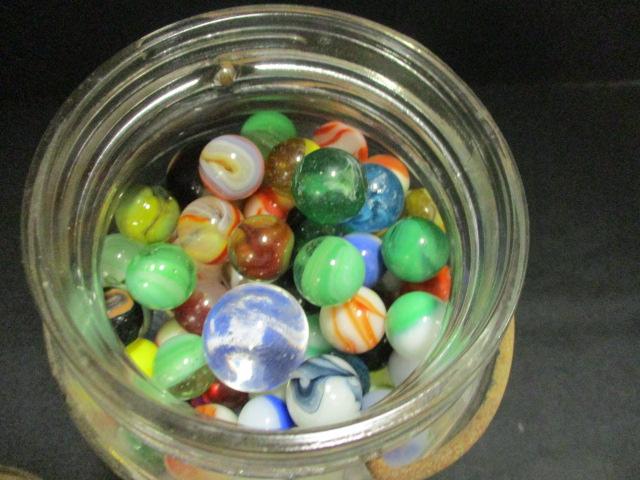 Vintage Knox Glass Jar Filled with Marbles