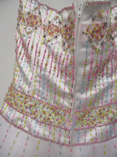 Anna Scott White Formal Gown with Pastel Beaded Design