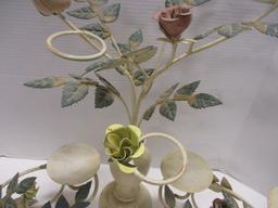 3 Piece Metal Rose Blossom Candle Holder Set