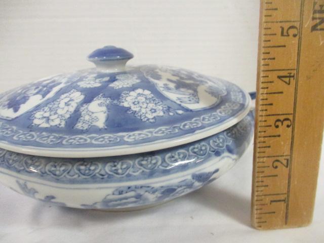 Decorative Blue/White Porcelain Covered Dish