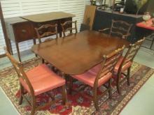 Dexter Mahogany Table, Leaves, Chairs and Pads