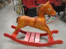 Hand Carved Wooden Rocking Horse