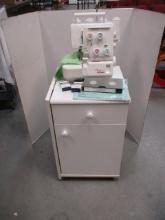 Janome MyLock 134D Differential Feed Serger and Cabinet