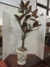 Artificial Magnolia Tree in Glazed Planter