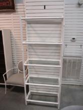 New Century White Metal Etagere with Glass Shelves