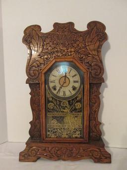 Antique Gingerbread Mantel Clock with Key