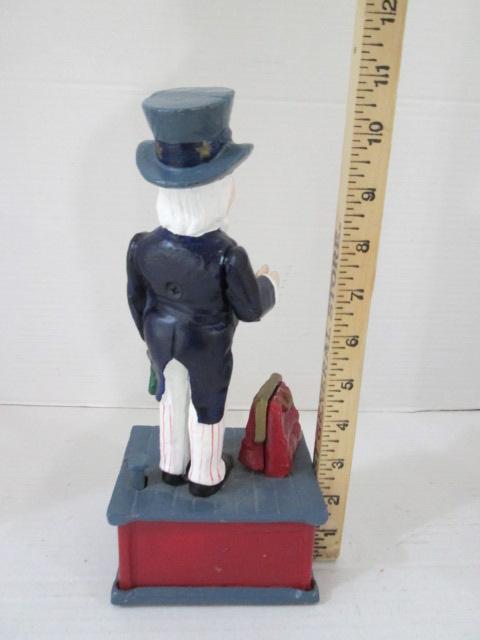 Handpainted "Uncle Sam" Cast Metal Mechanical Coin Bank