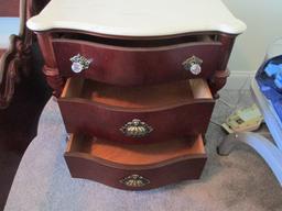 Pulaski Carved Bow Front 3 Drawer Nightstand with Cultured Marble Top