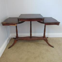 Vintage Mahogany 3 Tier Console Table with Brass Claw Feet