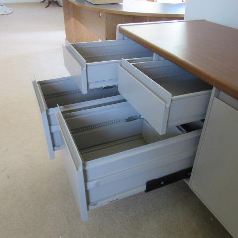 Steelcase Metal Credenza and L-Shape Desk and Office Supplies