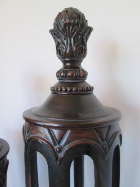 Tiered Carved Bronzed Resin Votive Holders