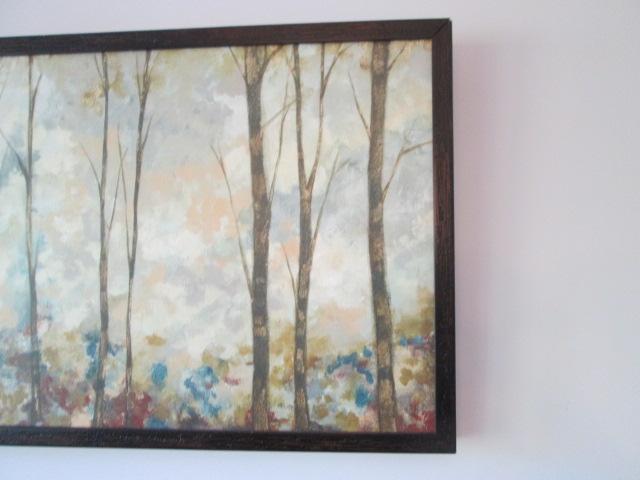 Framed Impressionist Style Birch Grove Artwork on Board