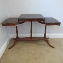 Vintage Mahogany 3 Tier Console Table with Brass Claw Feet