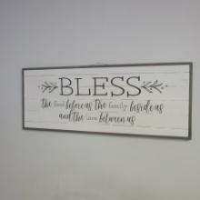 "Bless the food before us, the family beside us and the love between us" Wall Plaque