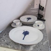 GiftCraft Palmetto Moon Dishes and Signed Charleston Silhouettes State