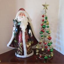 Colorful Metal Santa and Jingle Bell Tree