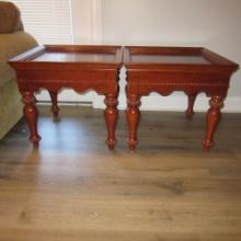 Pair of Ashley Home Carved Square Tables