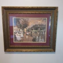 Framed and Matted Victorian Parisian City Scape Print