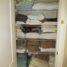 Laundry Room Closet Contents-Sheets, Blankets, Bed Pillows, Pillows, etc.