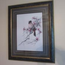 Framed and Matted 1996 AL Zeng "Pycnonotus Cafer" Print