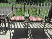 Pair of Bronzed Metal Chairs with Removable Cushions