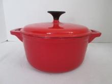 Small Cook's Essentials Red Enamel Over Cast Iron Dutch Oven
