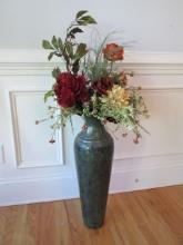 Tall Metal Vase with Silk Florals