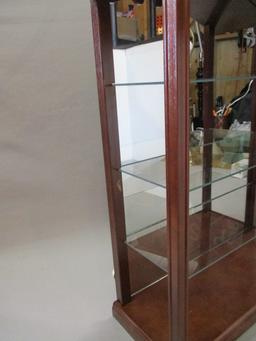 Hanging Wood Display Case w/Glass Shelves & Mirrored Back 19"w x 25 1/2"h x 7 "d