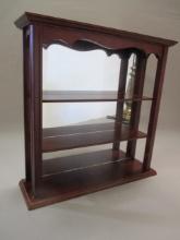 Wood Hanging Display Case w/3 Wood Shelves & Mirrored Back 16 1/2"w x 17"h x 4 1/2"d