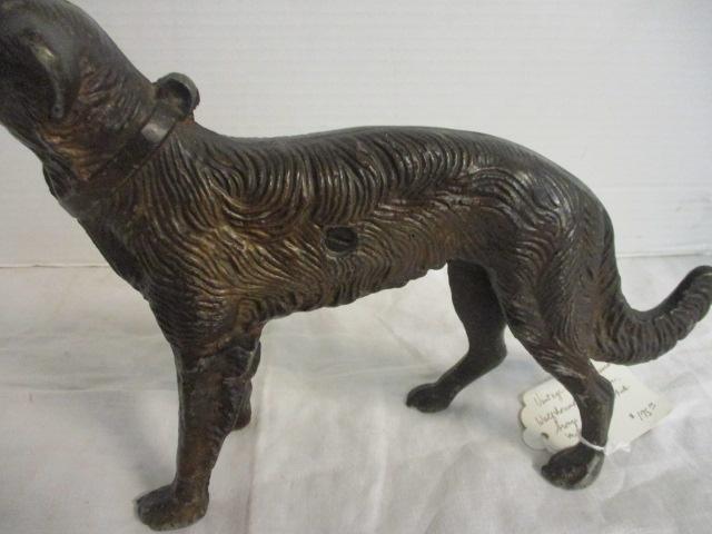 Vintage Borgi Russian Wolfhound Dog Statue Bronze Finish