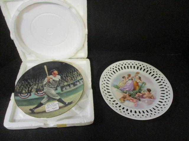 Austria Porcelain Portrait Plate 9" & Babe Ruth Ltd. Ed. Plate 8"