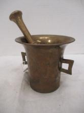 Heavy Cast Brass Apothecary Mortar & Pestle (late 1800's)