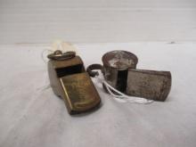 2 Whistles-German Police Whistle & D&M Brass Hunting Whistle