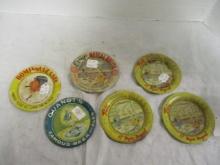Advertising Tip Trays (Lot of 5) & 1 Adv. Ash Tray