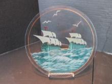 Reverse Sailboat Design Glass Plate