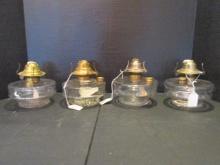 Four Clear Glass Oil Font Lamps