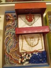 Retro Beaded Necklaces, Belforte Watch Co. Watch Jewelry Set and