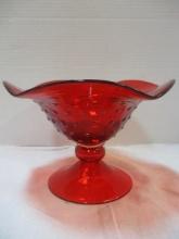 Anchor Hocking Red Glass Hobnail Compote