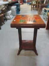 Chinese Checkers Wood Game Table w/Shelf