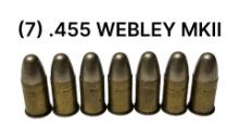 (7) .455 Webley MK II Cartridges