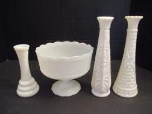 Milk Glass Candlesticks and Compote