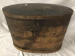Antique wood porter box with lid - made in Bhutan