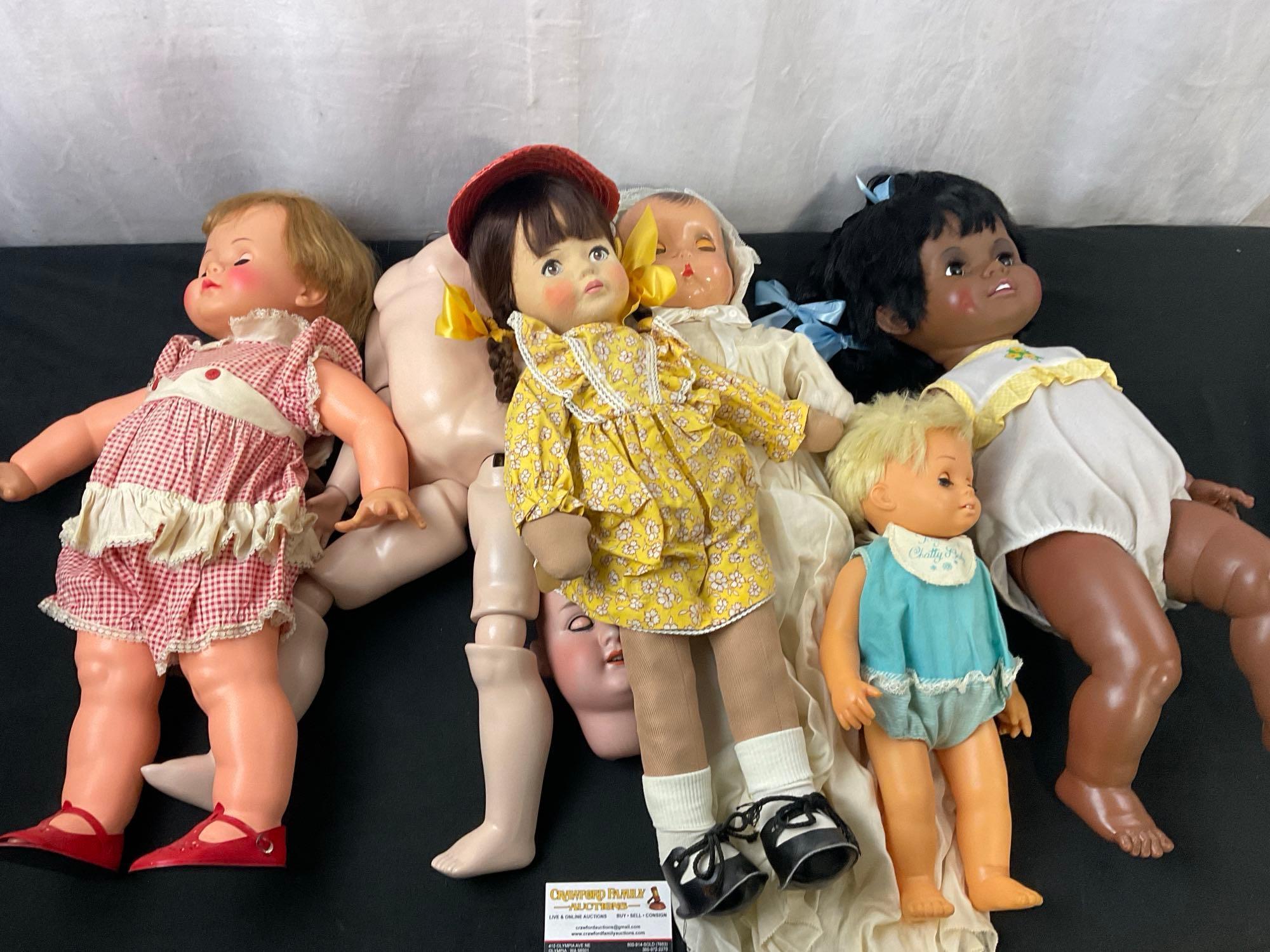 Set of 4 Vintage Dolls, Ideal Kissy Doll, Baby Crissy, Tiny Chatty Baby