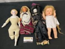 Set of 4 Vintage Dolls, Antique German China, Porcelain and more