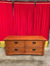 Vintage Powell Mission Style Wooden Chest w/ Storage Compartment. Measures 49" x 21" See pics.