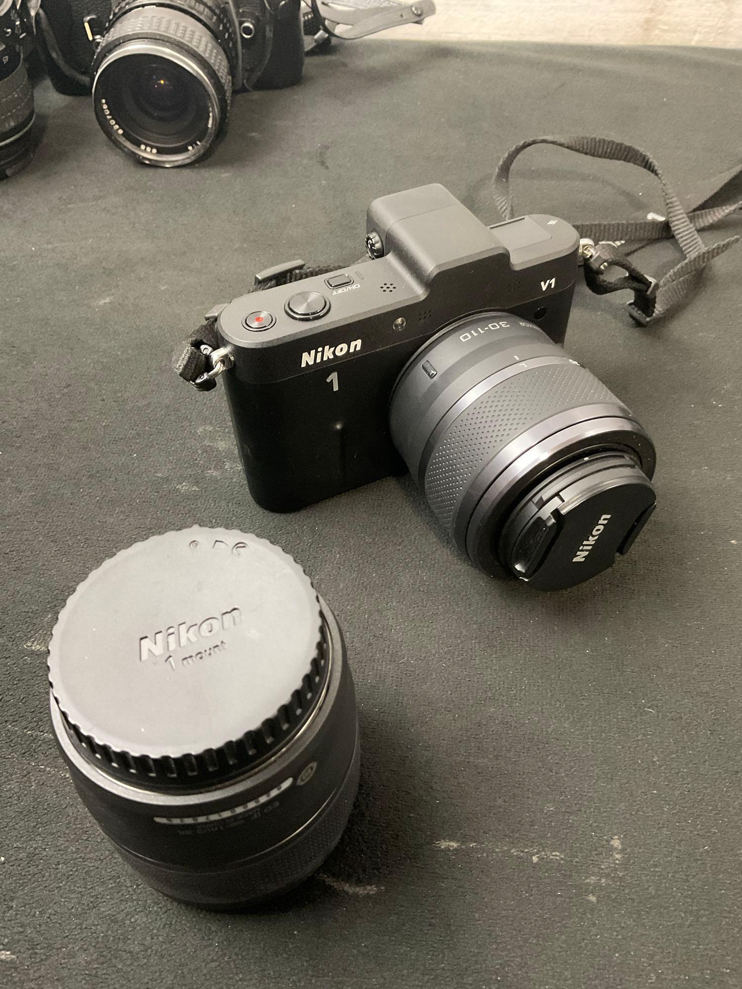 Selection of Cameras, Nikon V1 & Nikon FG w/ 1 lens each