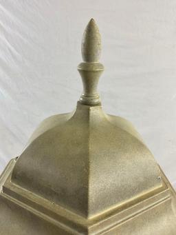 Painted Metal & Glass Outdoor Fence Lamp. 28" tall. See pics.