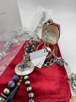 Like new Chico's Sodalite collection semi-precious necklace & new Susan Graver agate necklace