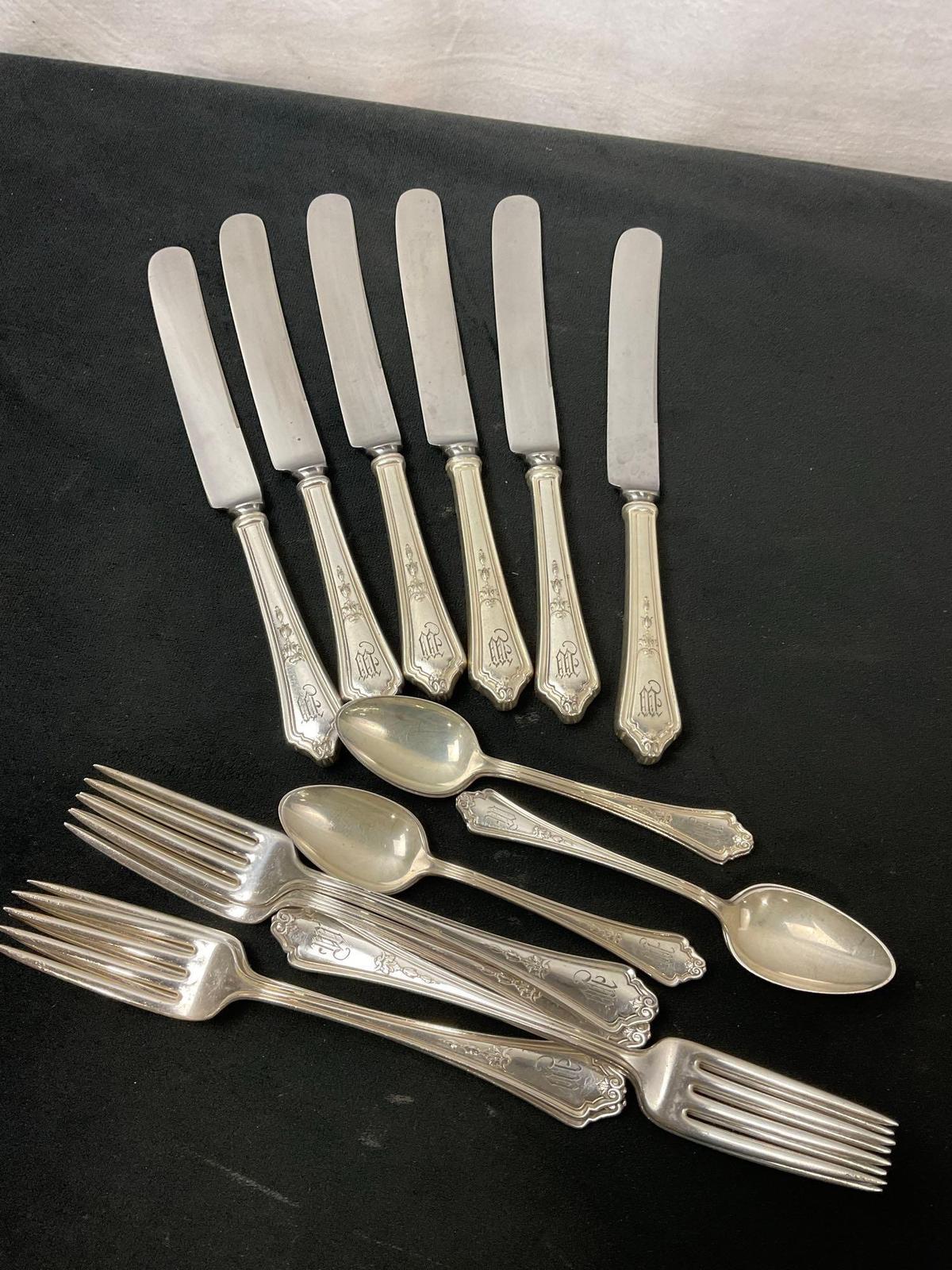 Antique Gorham Electro Plated Silverware, 18 pieces, Forks, Spoons, and Knifes w/ Stainless Blades
